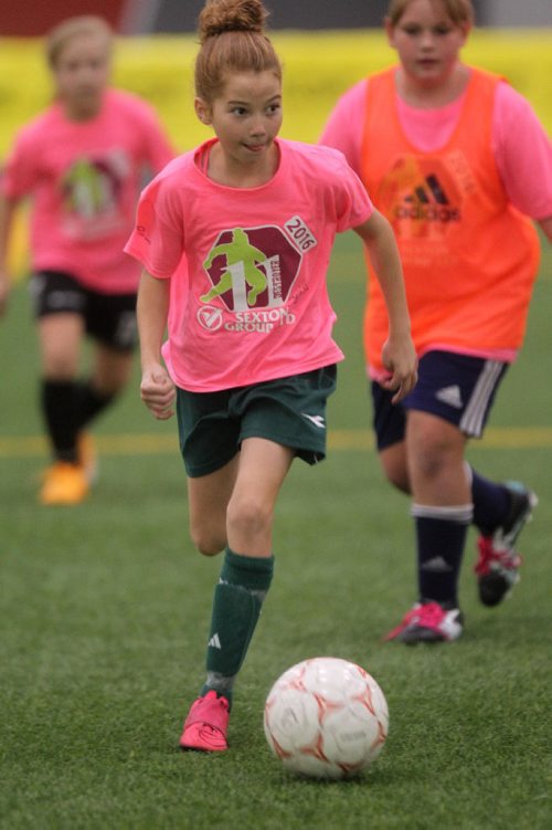 
RUTH BONNEVILLE / WINNIPEG FREE PRESS


Chloe Froese (10yrs old) takes part in a scrimmage game during the hird annual Soccer Camp in Support of KidSport Winnipeg at the Axworthy Health and RecPlex, University of Winnipeg, Saturday with  2012 & 2016 Olympic Bronze Medalist Desiree Scott. 

October 29, 2016