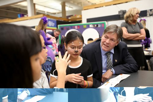 RUTH BONNEVILLE / WINNIPEG FREE PRESS

Costumed students from Dalhousie School make objects using 3-D printers and makerspace technology and show Education Minister Ian Wishart their creations after minister proclaimed Media Literacy Week in Manitoba at the school at presser Monday morning.  The theme for this years Media Literacy Week is Makers and Creators and event sponsored by The Manitoba Teachers Society, Manitoba Education and Training and the Manitoba Association for Computing Educators (ManACE).

Names of students from left - Mahak Anand, Lucy Liu (glasses) and Kiesha Santiago (deer makeup on face)  with minister.  

 

October 30, 2016