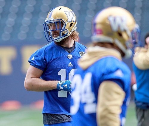 PHIL HOSSACK / WINNIPEG FREE PRESS -  Rookie Taylor Loffler at the team workout this morning. He took over starting duties in week 6 against Edmonton and morphed into the clubs Most Outstanding Rookie.  See Jeff Hamilton's story. November 2, 2016