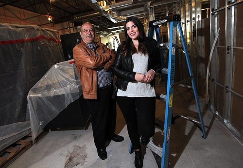 PHIL HOSSACK / WINNIPEG FREE PRESS - Long-time Winnipeg restaurateur GEORGE TSOURAS and his daughter, JACKELYN TSOURAS, in their new Mediterranean market and bistro, which is slated to open in mid-December. The two of them will jointly own the new business and Jackelyn will manage it. Murray McNeil story. November 2, 2016