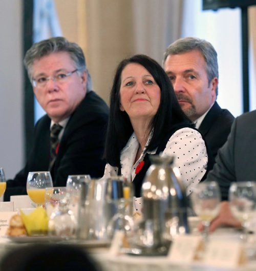 WAYNE GLOWACKI / WINNIPEG FREE PRESS




 In centre, Chief Judge Margaret Wiebe with Chief Justice Richard Chartier,left, and Chief Justice Glenn Joyal at the¤annual Manitoba Criminal Justice Association Crime Prevention Breakfast Thursday at the Hotel Fort Garry. Ashley Prest story Nov. 3 2016
