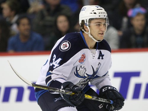 JOE BRYKSA / WINNIPEG FREE PRESS  Manitoba Moose JC Lipon at the MTS Centre Thursday night in Winnipeg- Nov  03, 2016 -( For  files)