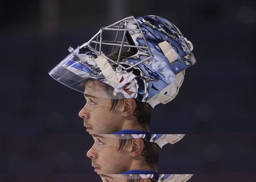 JOE BRYKSA / WINNIPEG FREE PRESS Manitoba Moose goaltender Eric Comrie at the MTS Centre Thursday night in Winnipeg- Nov 03, 2016 -( For files)