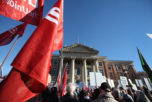 RUTH BONNEVILLE / WINNIPEG FREE PRESS

Striking University of Manitoba faculty members and supporting students marched to the U of M  administration building.
Friday afternoon.

See Nick Martin story.  
Nov 04, 2016
