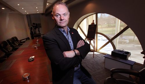 PHIL HOSSACK / WINNIPEG FREE PRESS -  Moe Sabourin, President of the Winnipeg Police Association poses in their boardroom. See Gord Sinclair's story re: cops and firefighters living out of town....... November 4, 2016