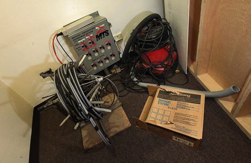 PHIL HOSSACK / WINNIPEG FREE PRESS -  The City Hall "media room", trash accumulated in corners, including communication equipment a vacume and an old box of tile...... The area is going to be turned into a modern media cpnference room. See Aldo's story. November 4, 2016