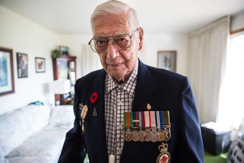 MIKE DEAL / WINNIPEG FREE PRESS
Arthur Christensen a veteran of the Second World War in his house in Rivercrest. The neighbourhood of Rivercrest was built for veterans of WW2 and Arthur is the last in the area still living there.
161027 - Thursday October 27, 2016