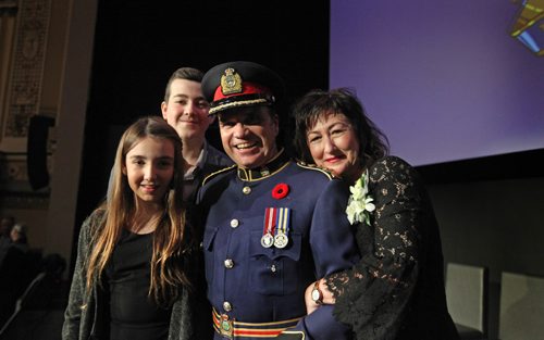 
RUTH BONNEVILLE / WINNIPEG FREE PRESS

Winnipeg new Police Chief Danny Smyth is all smiles as he poses with his family after Oath of Office Ceremony held at the Met Tuesday.  
Names: Danny with his wife Cynthia, son William and daughter Samantha.  
 

November 8,2016