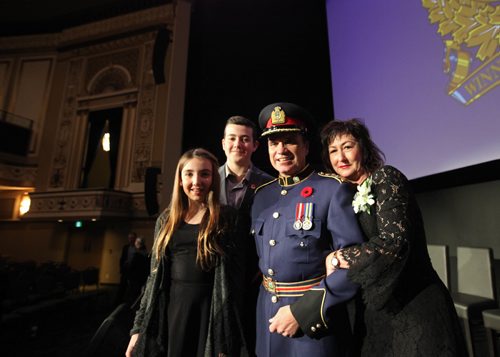 
RUTH BONNEVILLE / WINNIPEG FREE PRESS

Winnipeg new Police Chief Danny Smyth is all smiles as he poses with his family after Oath of Office Ceremony held at the Met Tuesday.  
Names: Danny with his wife Cynthia, son William and daughter Samantha.  
 

November 8,2016