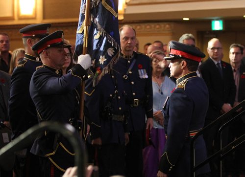 
RUTH BONNEVILLE / WINNIPEG FREE PRESS

Winnipeg new Police Chief Danny Smyth salutes the Winnipeg Police Service colours during Oath of Office during ceremony  at the Met Tuesday.  
 

November 8,2016