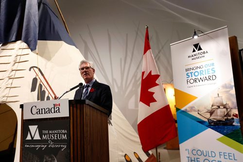 WAYNE GLOWACKI / WINNIPEG FREE PRESS






Jim Carr, Minister of Natural Resources makes a $2.5 million funding announcement to the Manitoba Museum Wednesday.  Kevin Rollason story. Nov. 9 2016