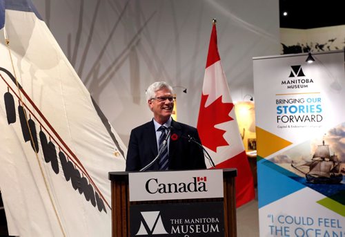 WAYNE GLOWACKI / WINNIPEG FREE PRESS






Jim Carr, Minister of Natural Resources makes a $2.5 million funding announcement to the Manitoba Museum Wednesday.  Kevin Rollason story. Nov. 9 2016