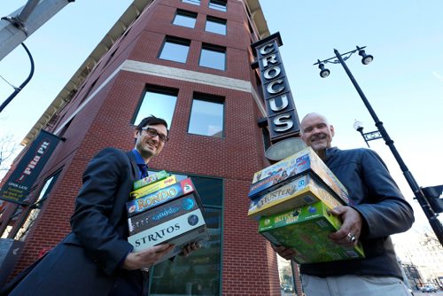 WAYNE GLOWACKI / WINNIPEG FREE PRESS


Clinton Skibitzky and Olaf Pyttlik, right, co-owners of the Across the Board Game Cafe on Albert St. will be moving into the Crocus Building (in back) in the new year. Murray McNeill story  Nov. 10 2016

