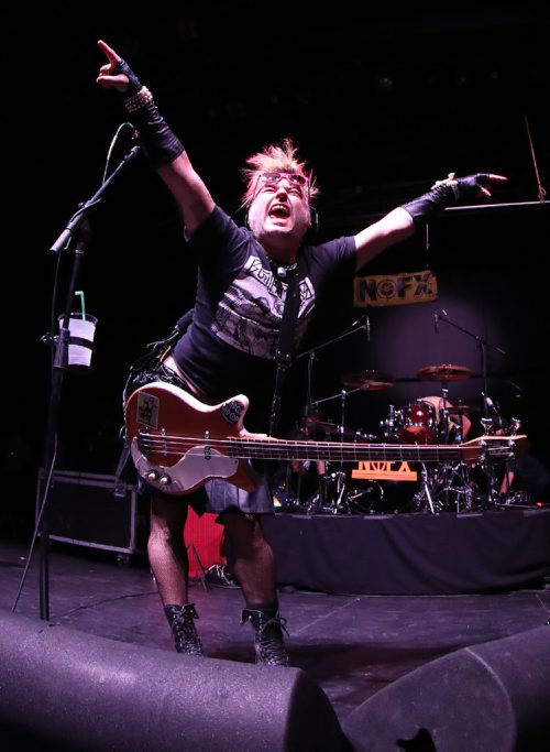 TREVOR HAGAN / WINNIPEG FRESS PRESS
Fat Mike Burkett, frontman of NOFX performing to a sold out crowd at the Burton Cummings Theatre, Friday, November 11, 2016.