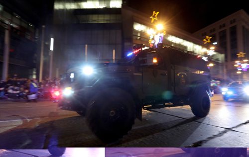 TREVOR HAGAN / WINNIPEG FRESS PRESS
The Winnipeg Police Tactical Support Vehicle during the Santa Claus Parade, Saturday, November 12, 2016.