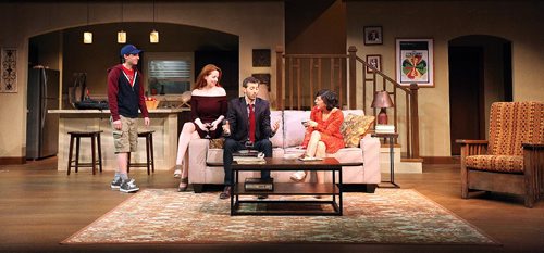 PHIL HOSSACK / WINNIPEG FREE PRESS -  Left to right, Tristan Carlucci (as Nicholas Hodges), Amanda Lisman (as Leigh Hodges), Jonathan Watton as Tom Hodges) and Lisa Norton (as Jayne Wagner) take the stage in a scene from 23.5 Hours. See Randal King's story. November 15, 201