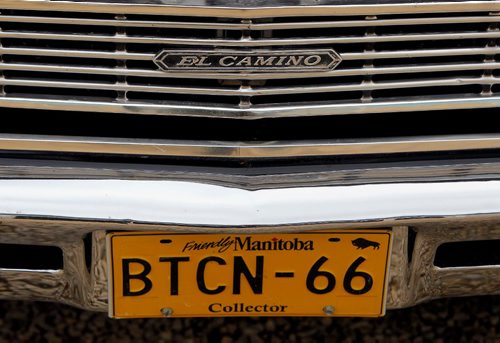 BORIS MINKEVICH / WINNIPEG FREE PRESS
CLASSIC CARS - Lorne Greig's Lemonwood Yellow 66 El Camino Deluxe with a big block and 5 speed. Front grill. BTCHN-66 custom collector plate. Nov 17, 2016