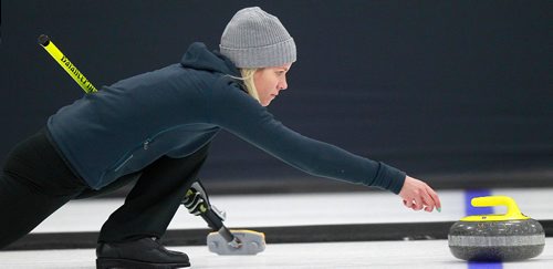 PHIL HOSSACK / WINNIPEG FREE PRESS -  Warming up for the weekend "Super Speil", Swedish 3rd (who throws skip rock) Cissi Ostlund gets down to business on the practice ice in Morris Thursday afternoon. See Mike Sawatzky's story.  November 17, 201