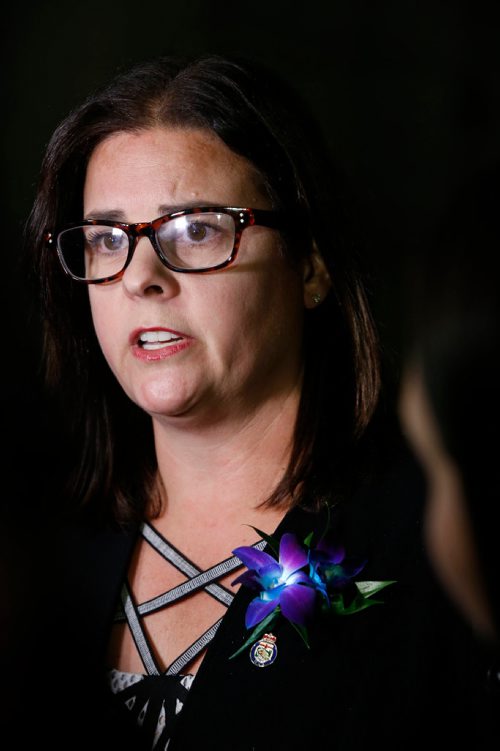 WAYNE GLOWACKI / WINNIPEG FREE PRESS

Heather Stefanson, Minister of Justice and Attorney General speaks to reporters after the throne speech Monday in the Legislative building.  Larry Kusch/ Nick Martin/Kristin Annable stories   Nov. 21 2016