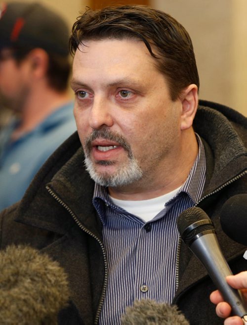 WAYNE GLOWACKI / WINNIPEG FREE PRESS

CUPE Local 500 president Gord Delbridge speaks to media after Tuesdays EPC meeting at City Hall regarding the preliminary city budget.¤   Aldo Santin/ Kristin Annable stories  Nov. 22 2016
