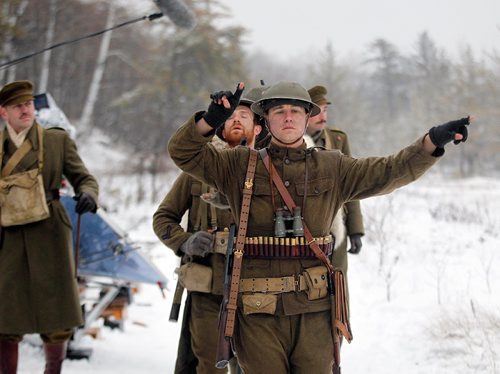 PHIL HOSSACK / WINNIPEG FREE PRESS -  Luke Humphrey ad libs after completeing a scene on the set of Trench 2 near Anola Mb. . See Randal King's story.  November 22, 201