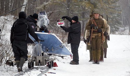 PHIL HOSSACK / WINNIPEG FREE PRESS -   Actors and camera crew on the set of Trench 2 near Anola Mb. . See Randal King's story.  November 22, 201