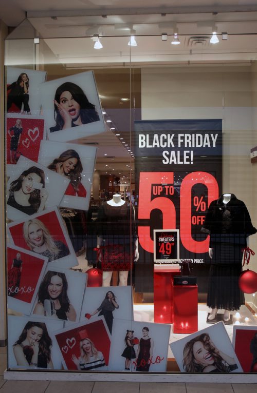 JOE BRYKSA / WINNIPEG FREE PRESS Black Friday Signage in Polo Park - Laura - Nov 23, 2016 -( see Murray McNeil story)