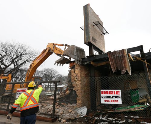 WAYNE GLOWACKI / WINNIPEG FREE PRESS

Demolition began this week on the once iconic Palomino nightclub club building on Portage Avenue that closed to patrons last January after 27 years.  Once the site is cleared, construction of the new a 60-unit condominium complex is expected to be ready for occupancy a year from now. Nov. 23 2016