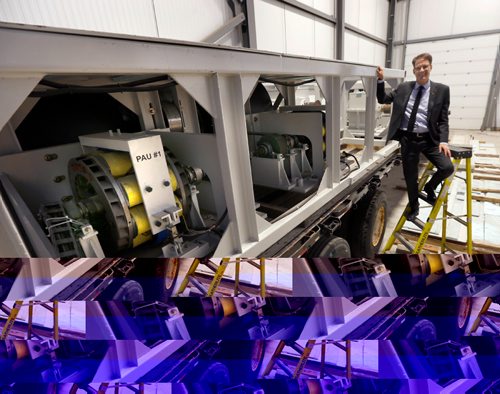 WAYNE GLOWACKI / WINNIPEG FREE PRESS

Paul Vogt, president and CEO of Red River College by the dynamometer on a flatbed in the MotiveLab  in the Heavy Equipment Transportation Centre at RRC. The three axel dynamometer will be installed under the concrete floor and will measure the power output of an engine in -40C to 50C temperatures. Martin Cash story 25 2016