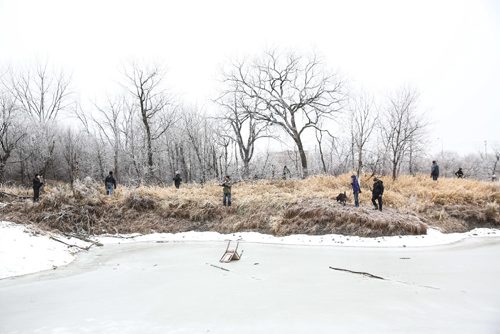 MIKE DEAL / WINNIPEG FREE PRESS
Hundreds of volunteers showed up to help in the ground search for College Beliveau teacher Kevin Dilk who went missing last Wednesday.
The search started in two locations along the train tracks at Thibault Street and the brush behind the Robins Coffee shop at Provencher Blvd and Des Meurons Street along the Seine River. 
161127 - Sunday November 27, 2016