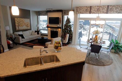 BORIS MINKEVICH / WINNIPEG FREE PRESS
NEW HOMES - 18 Big Sky Drive in Oak Bluff. View from kitchen of the living area and eating area. Randall Homes. Nov 28, 2016
