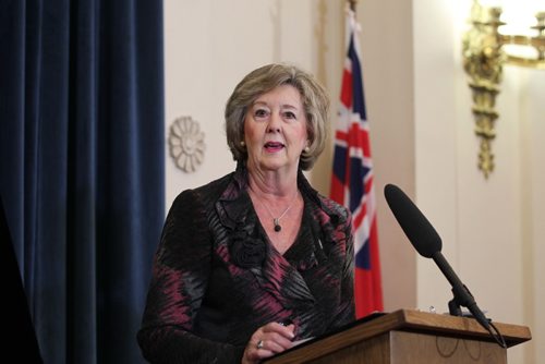 RUTH BONNEVILLE / WINNIPEG FREE PRESS


The Honourable Janice  Filmon, Lieutenant Governor of Manitoba speaks at a ceremony to  officially unveil a  plaque commemorating the 100th Anniversary of some Manitoba women receiving the right to vote at the Manitoba Legislative Building Tuesday morning.  

Nov 29, 2016
