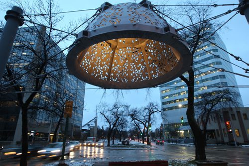 JOE BRYKSA / WINNIPEG FREE PRESS  'Heaven Between', the first permanent light-based sculpture for Broadway( at Edmonton). Artist Bill Pechet designed the dome shape of the new piece- he was inspired by the rooftops of significant buildings on the boulevard. - Nov 29, 2016 -( see Biz story)
