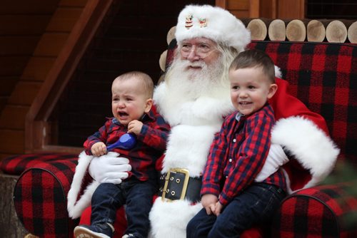 RUTH BONNEVILLE / WINNIPEG FREE PRESS


Brothers Ethan (11months) and Mason (3yrs) Bauske have completely different emotions as they have their photo taken with Santa at Polo Park's Santa display Wednesday.  It wasn't long before Mason cheered up after he was back in mom's arms and got his candy cane.
Standup  
Nov 30, 2016
