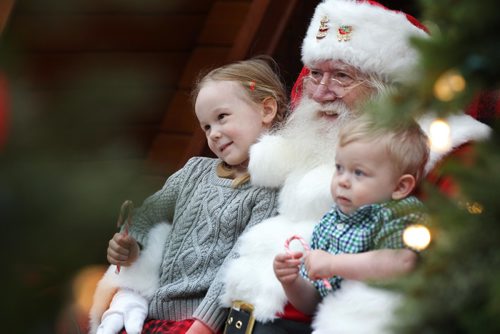 RUTH BONNEVILLE / WINNIPEG FREE PRESS


Four-year-old Aleksa Strzelczyk cozies up with Santa while having her picture taken with her younger brother Maksym (2yrs)  at Polo Park's Santa display Wednesday.
Standup  
Nov 30, 2016
