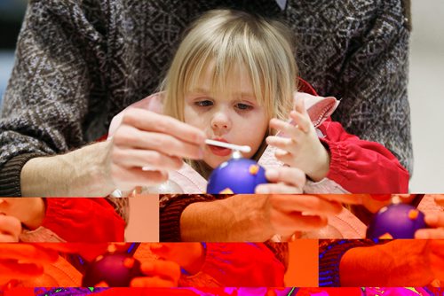 JOHN WOODS / WINNIPEG FREE PRESS
Three year old, Charlise and her dad Reynold Fast make decorations at the Winnipeg Art Gallery's Holiday Party Sunday, December 4, 2016. Families enjoyed a mug of hot cocoa, cookies, and crafts, as they came together to celebrate another Christmas season.
