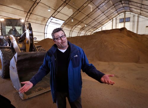 WAYNE GLOWACKI / WINNIPEG FREE PRESS

Ken Allen, Communications Officer, Public Works Department gives a media update in the sand/salt storage facility on Pacific Ave. regarding the snow clearing preparations for the  expected snow storm this week.  Rebecca Dahl  story  Dec. 5 2016