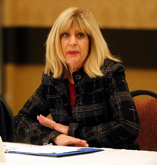 PHIL HOSSACK / WINNIPEG FREE PRESS - Cathy Cox takes in loud vocal criticism at a public board meeting at the provincial fisher's association (Not sure of the official name) See Kristen Annabel's story. December 1, 2016