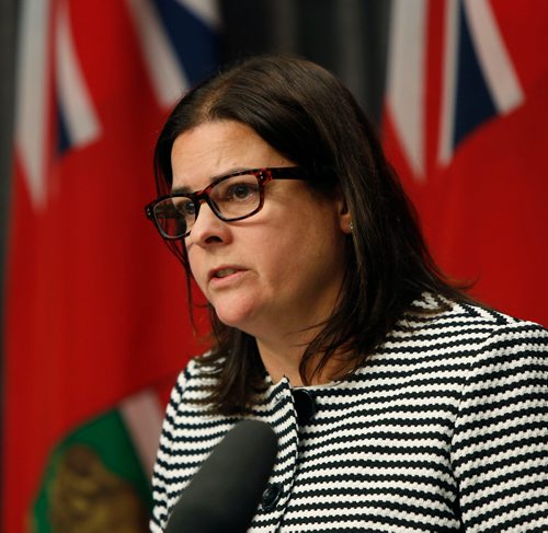 WAYNE GLOWACKI / WINNIPEG FREE PRESS

Heather Stefanson, Minister of Justice and Attorney General at a news conference in the Manitoba Legislative Building to comment on a federal task force report on legalized recreational marijuana.  Kristin Annable story Dec. 13 2016
