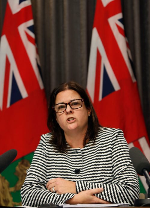 WAYNE GLOWACKI / WINNIPEG FREE PRESS

Heather Stefanson, Minister of Justice and Attorney General at a news conference in the Manitoba Legislative Building to comment on a federal task force report on legalized recreational marijuana.  Kristin Annable story Dec. 13 2016