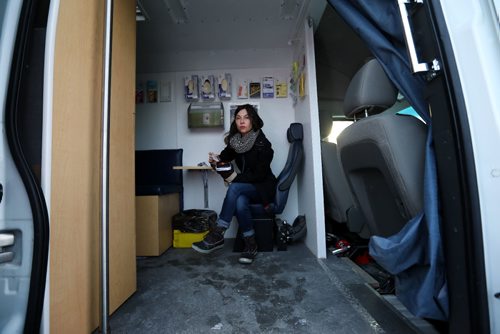 RUTH BONNEVILLE / WINNIPEG FREE PRESS


Subject: Shelley Marshall is a clinical nurse specialist at Street Connections, the mobile public health service, which has been working on the frontlines of the current opioid crisis. But opioids aren't the only concern she has for the people they serve. Serious portrait of her in office and in mobile van with Naloxone kit.  



 Dec 13, 2016