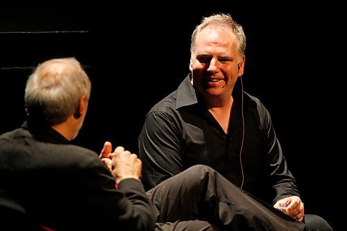 BORIS MINKEVICH / WINNIPEG FREE PRESS  080624 Robert Enright interviews Guy Maddin at his new film called My Winnipeg at the Walker Theatre.