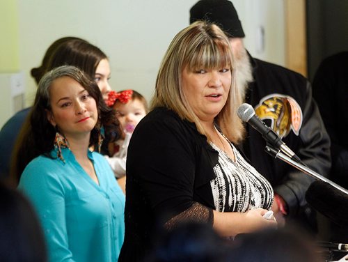 PHIL HOSSACK / WINNIPEG FREE PRESS - Bernadette Smith announced her intention to seek the NDP seat vacated by Kevin Chief at Neechi Commons Friday morning. - December 16, 2016