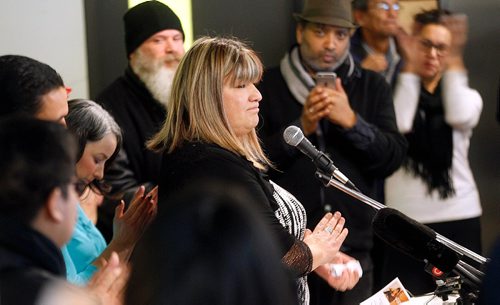 PHIL HOSSACK / WINNIPEG FREE PRESS -  Bernadette Smith announced her intention to seek the NDP seat vacated by Kevin Chief at Neechi Commons Friday morning.   - December 16, 2016