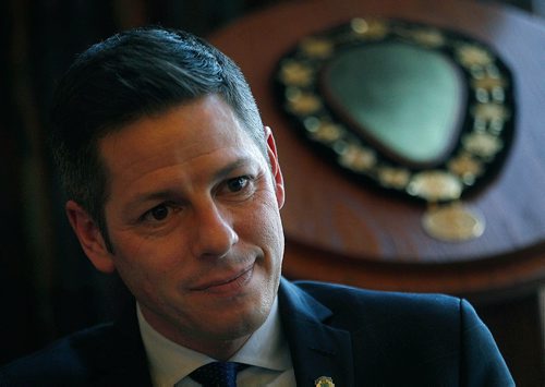 PHIL HOSSACK / WINNIPEG FREE PRESS -  City Mayor Brian Bowman reflects on 2016 during a year end interviw with Aldo Santin. See story. - December 20, 2016