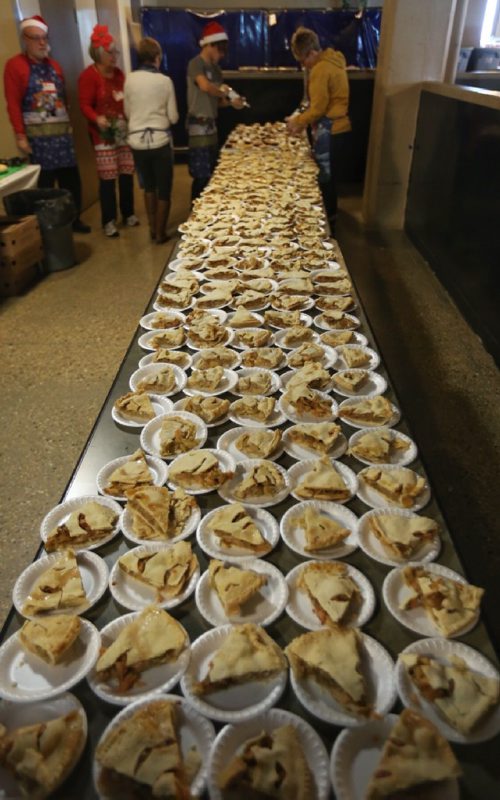 TREVOR HAGAN / WINNIPEG 
Pie waiting to be served during a meal at Siloam Mission on Christmas Eve, Saturday December 24, 2016.