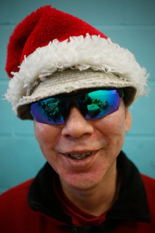 JOHN WOODS / WINNIPEG FREE PRESS
Brian Richard Staarr shows his Christmas spirit during lunch at the 7TH Annual Loewen family Christmas Dinner in Win Gardner Place Sunday, December 25, 2016.