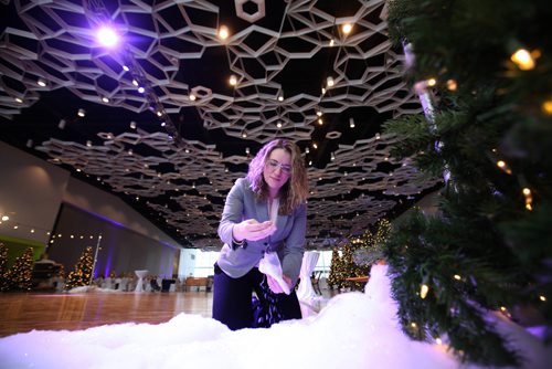 RUTH BONNEVILLE / WINNIPEG FREE PRESS

Carmyn Peppler, Director of operations and event services at RBC Convention Centre puts the sparkle of glitter on the faux snow under the trees for the Winter Wonderland themed New Years Eve Celebration party Saturday evening.  Tickets for dinner and dance are available till noon Saturday and dance tickets only can be purchased online or at the door.  

Standup photo 


 Dec 30, 2016