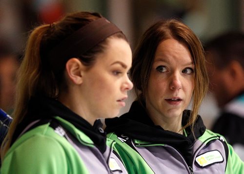 PHIL HOSSACK / WINNIPEG FREE PRESS -  Skip Laura Burtnyk (left) andher 3rd Hailey Ryan, their fathers Kerry and Jeff won the World Curling Title together in 1995. See Jay Bell's story.  January 2,2017
