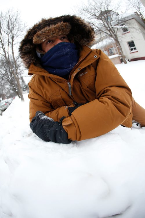 JOHN WOODS / WINNIPEG FREE PRESS
Daniel Semere, originally from Eritrea via Sudan, Libya and Malta, arrived in Canada in April is photographed in his new winter gear Monday, January 2, 2017. Semere says he will never get used to the snow but will embrace it 

